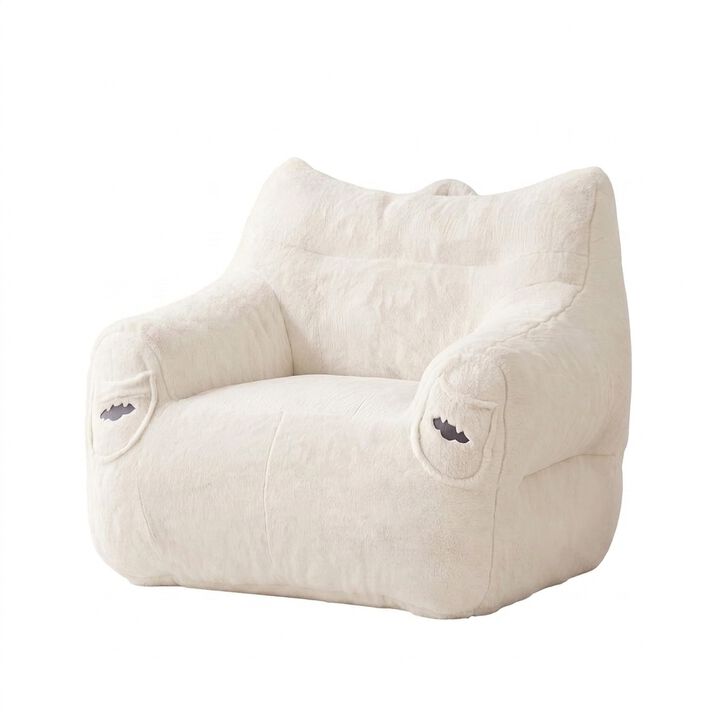 Vipbear Plush Bean Bag Chair for Adults with Armrests & Back Support for Living Room Bedroom