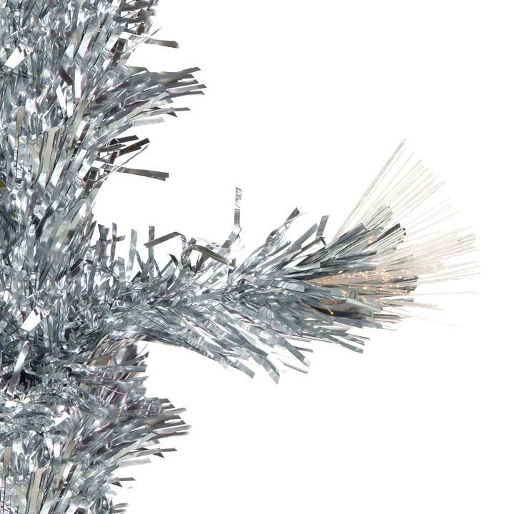 3' Pre-Lit Silver Fiber Optic Artificial Christmas Tree  Warm White Lights