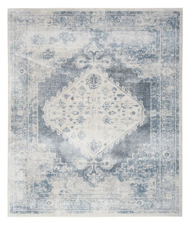 HomeRoots 10' Blue Oriental Power Loom Distressed Washable Runner Rug