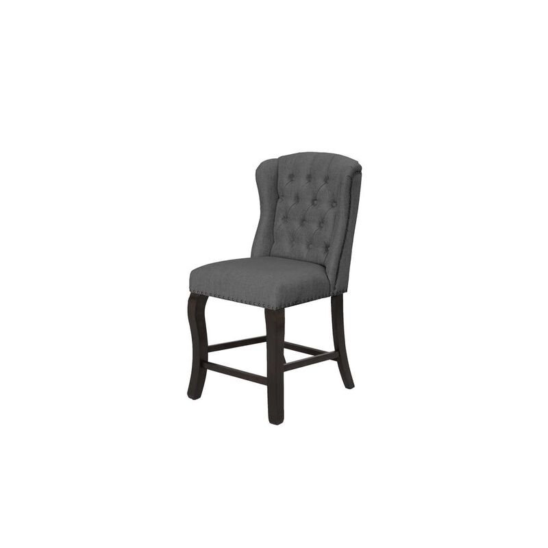 Best Quality Furniture Counter Height Upholstered Side Chairs With Tufted Buttons And Nailhead Trim