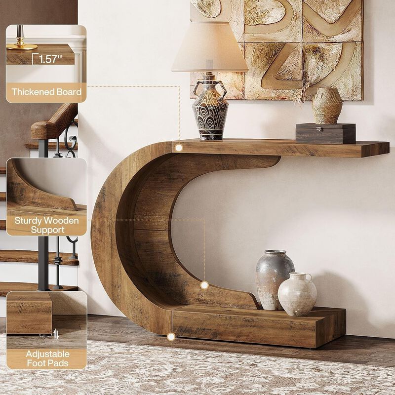 Tribesigns C-Shaped Console Table image number 3
