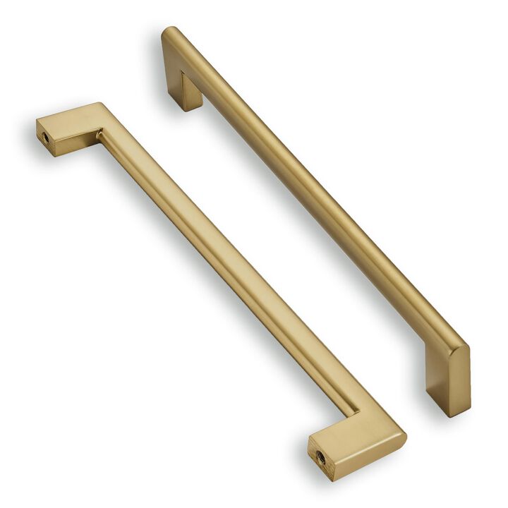 khtumeware 8 Inch Hole Center 6 Pack,Brushed Brass Cabinet Pulls Heavy Duty Solid Brushed Gold Kitchen Drawer Handle Antique Cab
