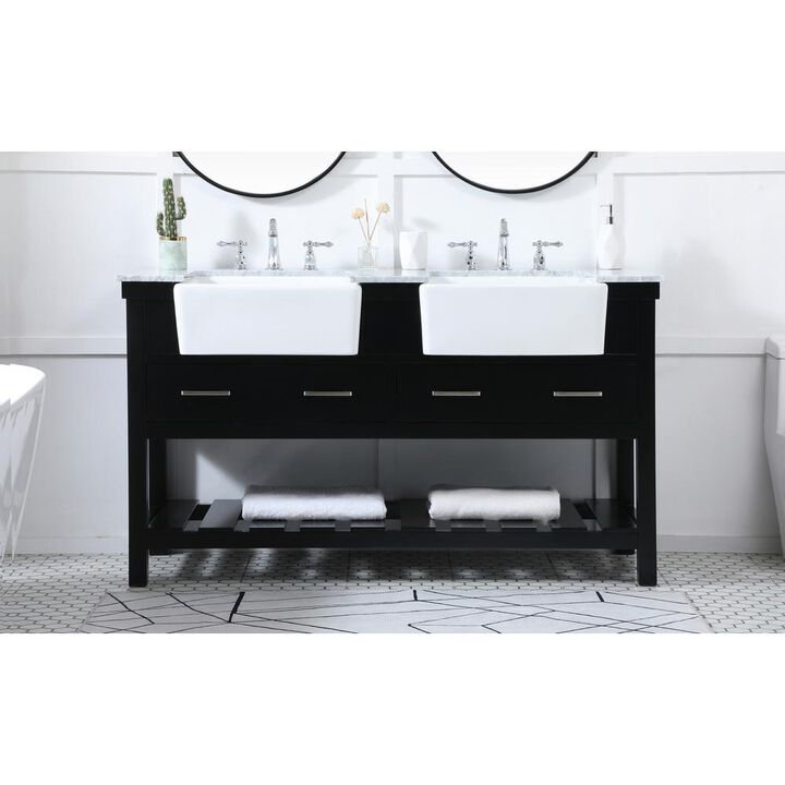 Elegant Kitchen and Bath 60 inch double bathroom vanity in black