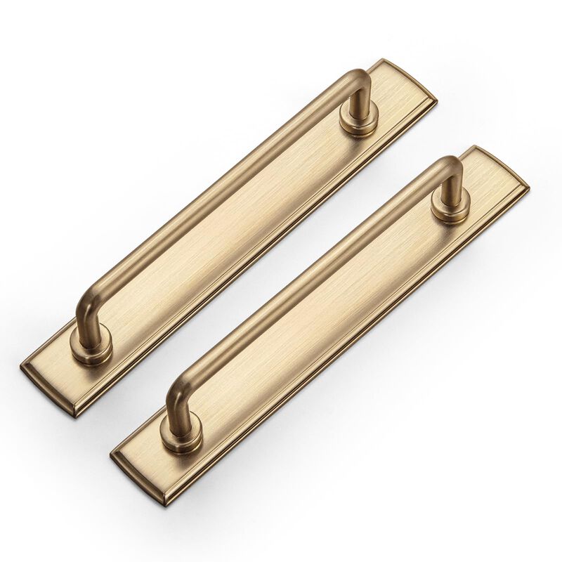 Goo-Ki 2 Pack 5"" Center to Center Champagne Bronze Modern Cabinet Pulls with Backplate Solid Contemporary Home Improvement Hard