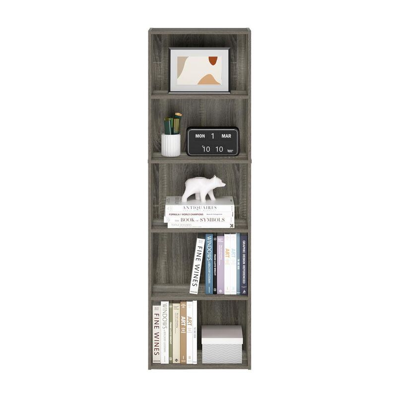 Furinno Luder 5-Tier Reversible Color Open Shelf Bookcase, French Oak