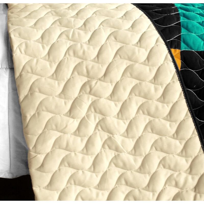 Lightweight 3PC Vermicelli-Quilted Patchwork Quilt Set All-Season Bedspread image number 4