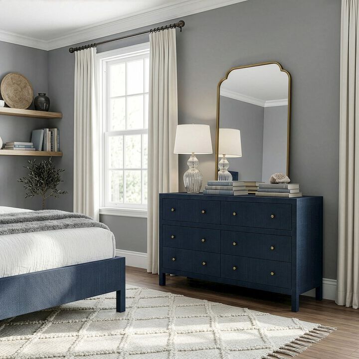 Butler Specialty Nora 60 in. W Raffia 6 Drawer Dresser, Blue
