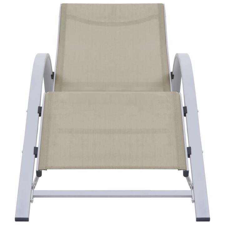 vidaXL Patio Sunlounger - Comfortable, Weather-Resistant, Cream Color Textilene with Aluminum and Steel Frame, Ergonomic Design, Perfect for Garden, Beach, and Poolside Lounging