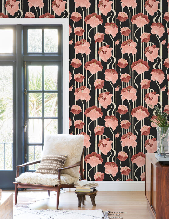 Shirley Coral Deco Floral Peel & Stick Wallpaper