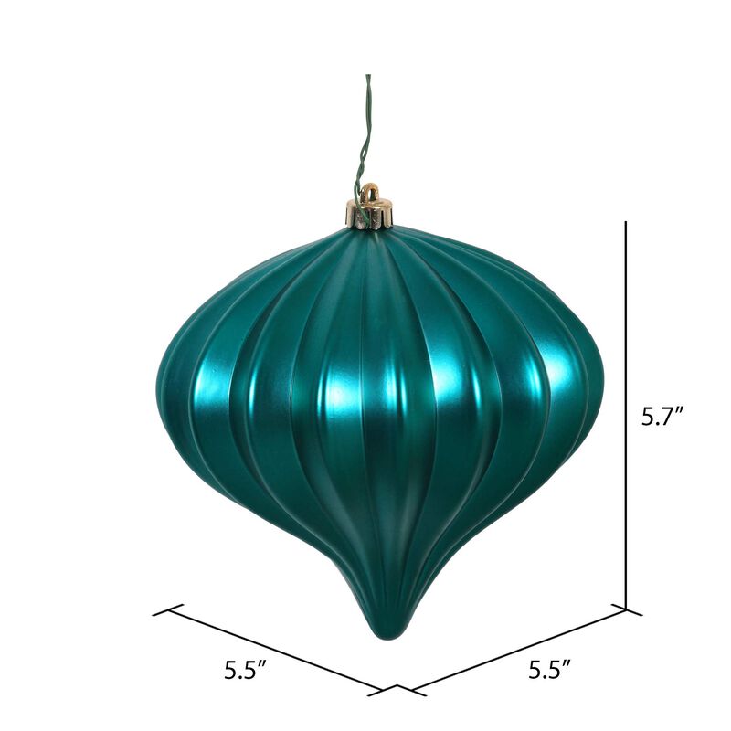 Vickerman 5.7" Teal Matte Onion Christmas Ornament, UV Treated, Set of 3 image number 2