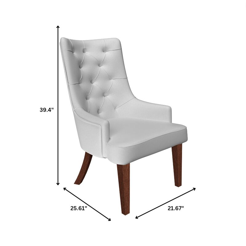 LeisureMod Dining Chair Upholstered in Leather Velvet with Diamond-Tufted High Back and Stained Rubberwood Legs for Modern Home and Kitchen Spruce Collection Set of 4