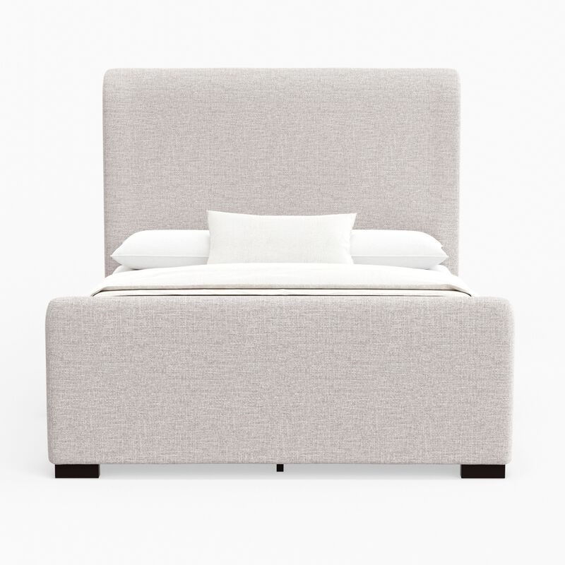 Deli California King Bed, Gray Linen Upholstery, Wingback Headboard - Benzara image number 1
