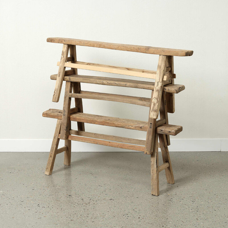 Vintage Solid Entryway Bench in Weathered Natural image number 7