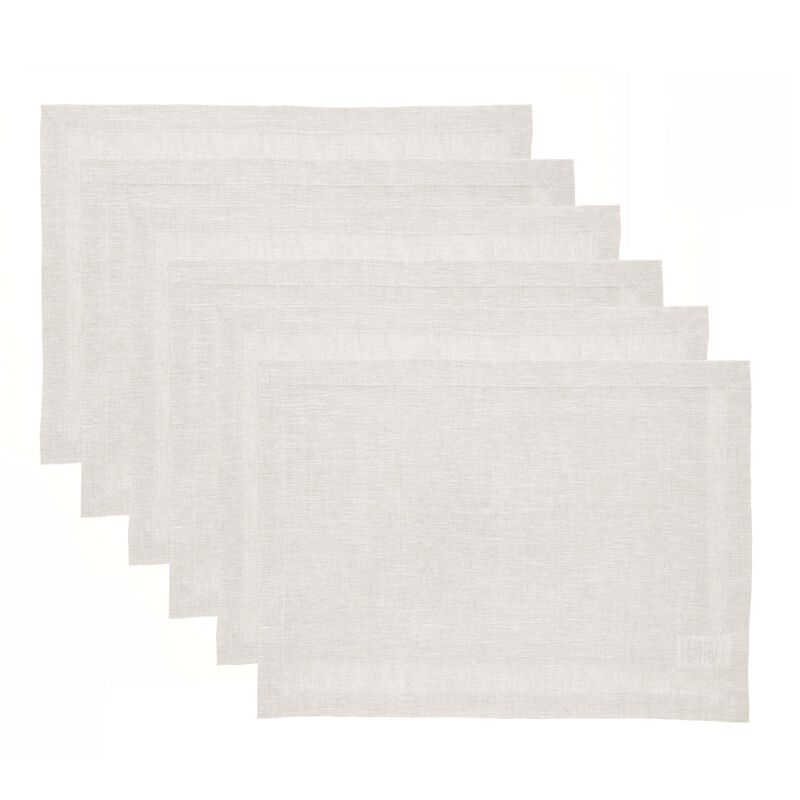 Solino Home 100% Pure Linen Placemats 14 x 19 Inch Set of 6 - Athena