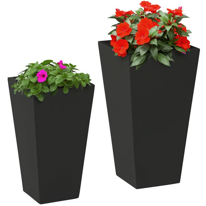 Hivvago Outdoor Flower Pots Set of 2 with Drainage Holes