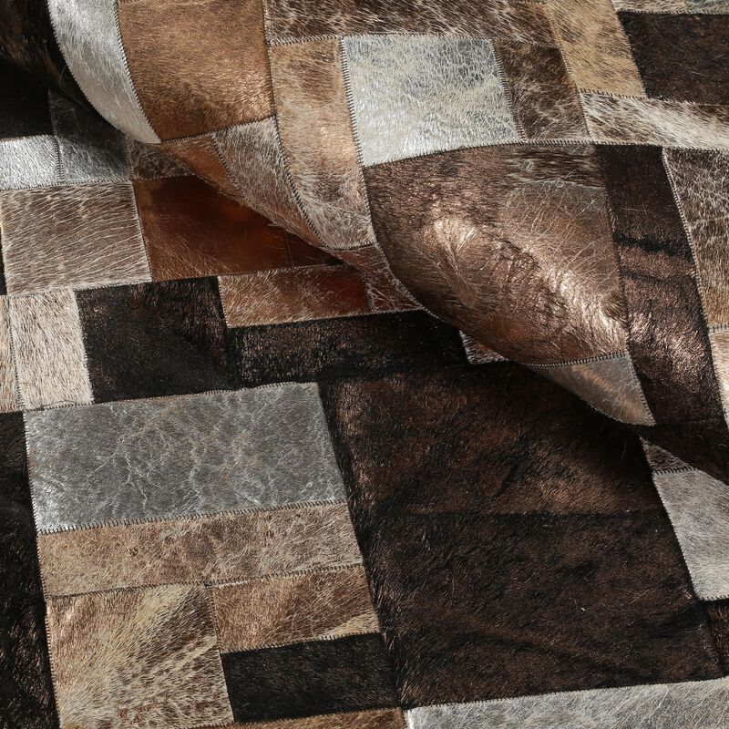 Natural Multicolor Cowhide Patchwork Rug image number 2