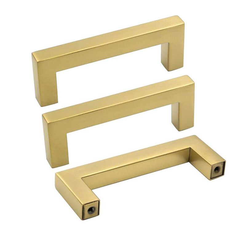 Goldenwarm Brushed Brass Drawer Pulls Kitchen Cabinet Door Handle - LSJ12GD76 Gold Cabinet Knobs Modern Square Drawer Dresser Kn
