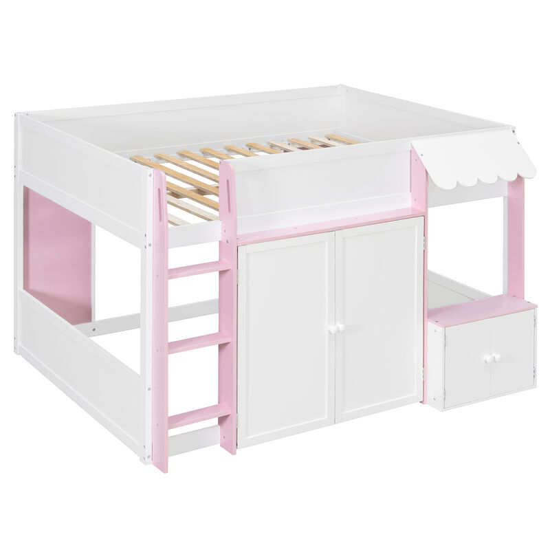 Merax Full Size Whimsical House Loft Bed with Awning & Open Play Zone image number 0