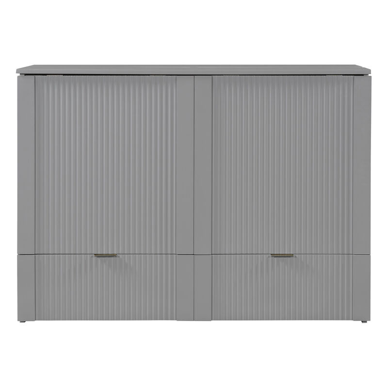 Whisen Clever Design Full Size Murphy Bed, Folded into a Cabinet with Drawer and USB Ports