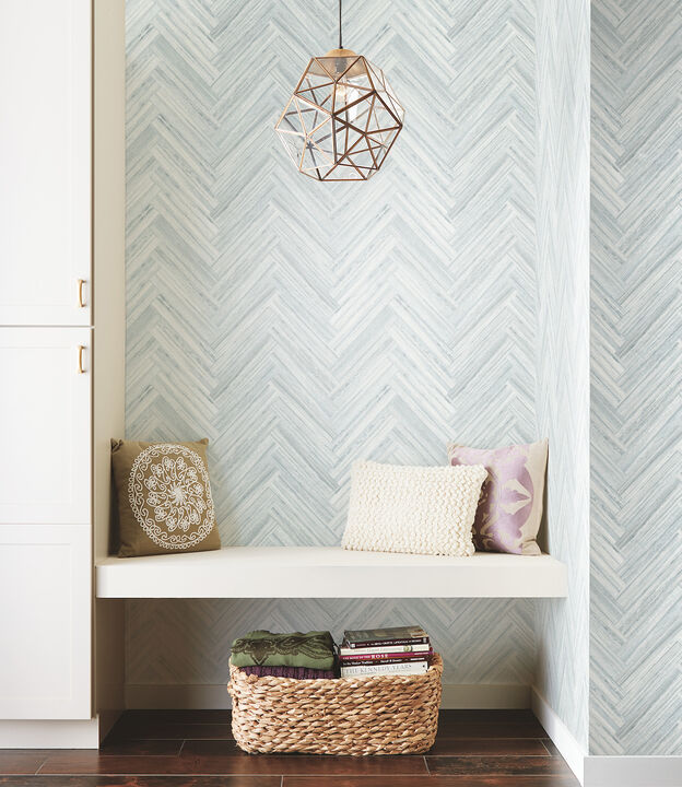 Hermosa Herringbone Blue Peel & Stick Wallpaper