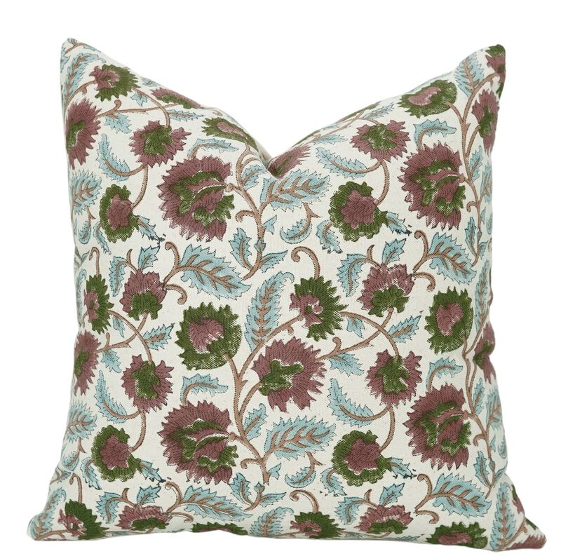 Fabdivine Handmade Sustainable Block Print Cotton Blue or Red Cushion Cover with Invisible Zipper es, Mandakani image number 0