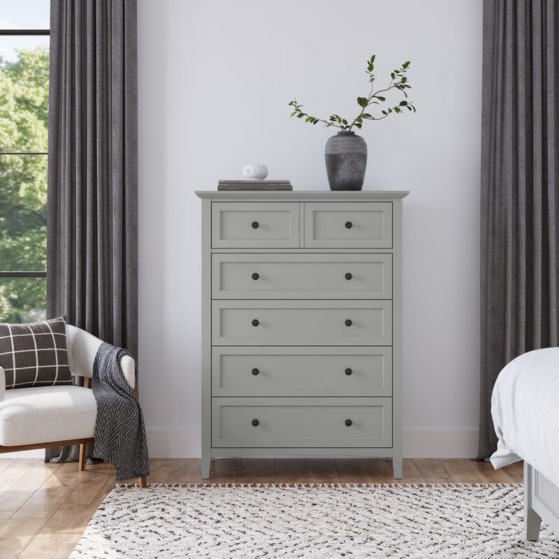 Grace Five Drawer Chest in Elephant Gray