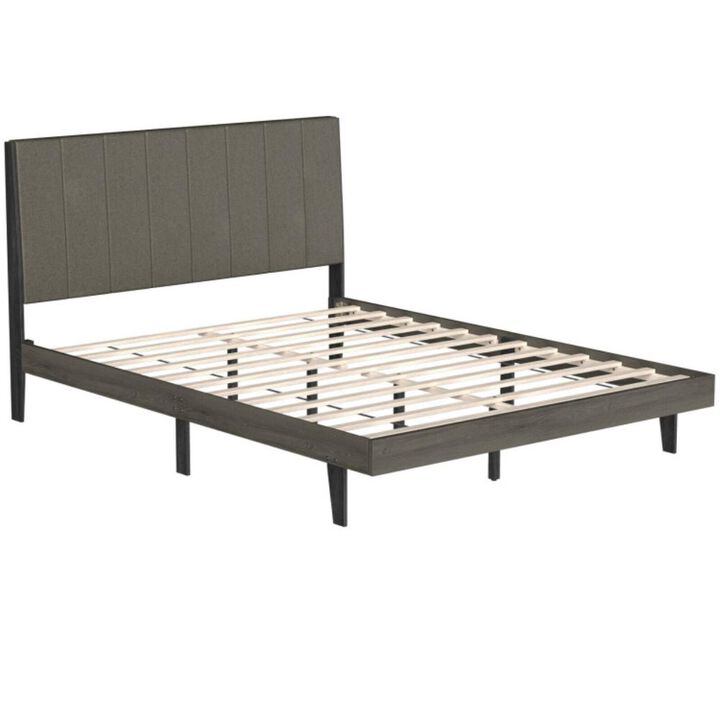 Hivvago Queen Size Upholstered Bed Frame with Tufted Headboard