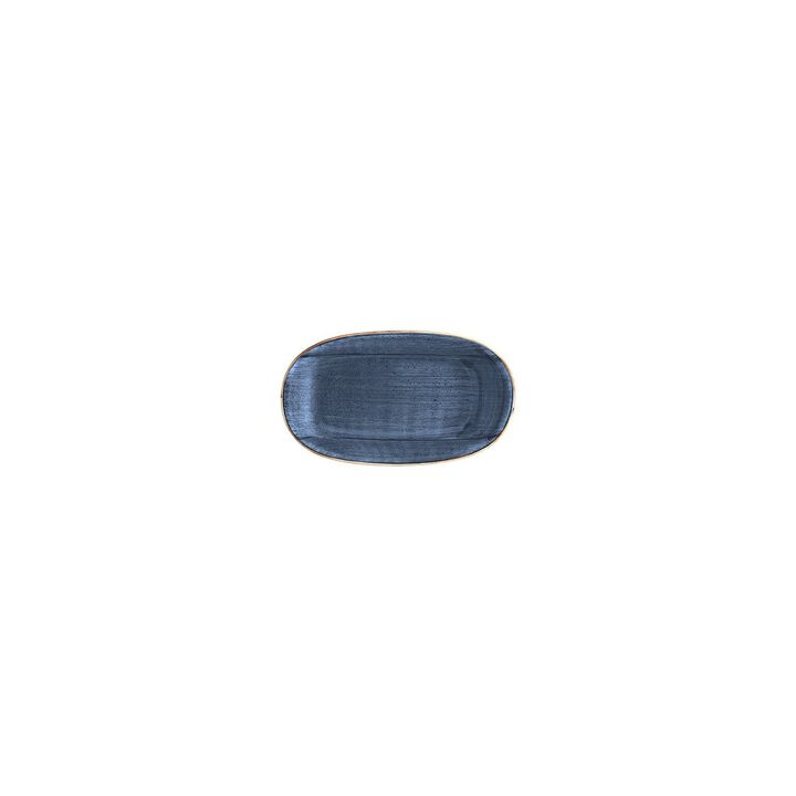 Dusk 6" x 3.5" x h:0.75" Oval Blue Vitrified Platter (Set of 2)