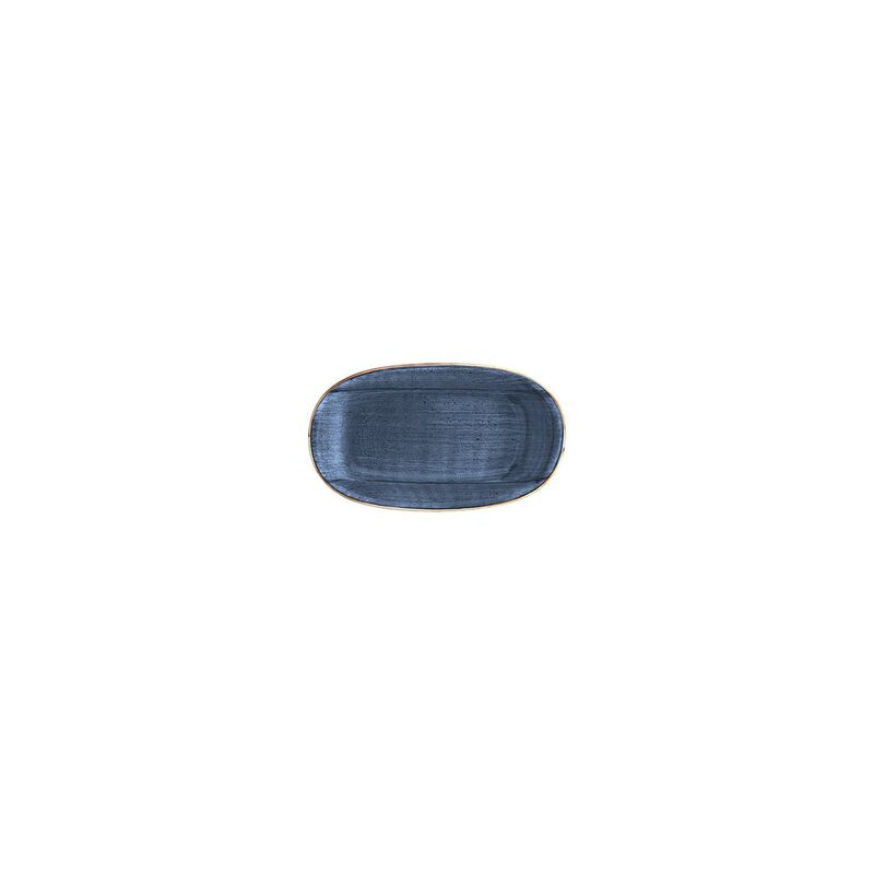 Dusk 6" x 3.5" x h:0.75" Oval Blue Vitrified Platter (Set of 2) image number 1