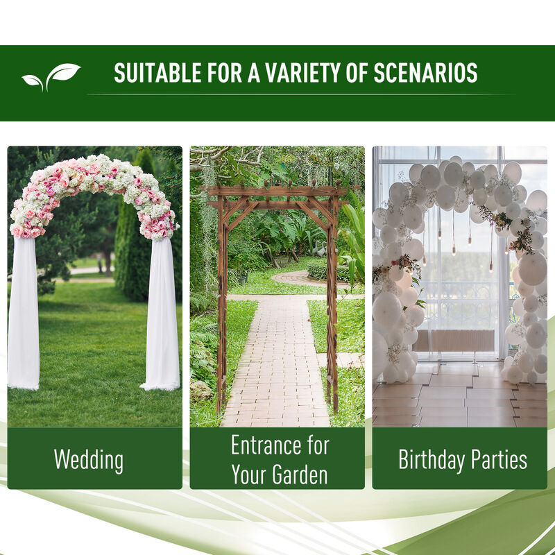 Outsunny 79in Wooden Garden Arbor Arch Trellis with Classic Countryside Style, Pergola Style Roof for Climbing Vines for Ceremony Party Weddings