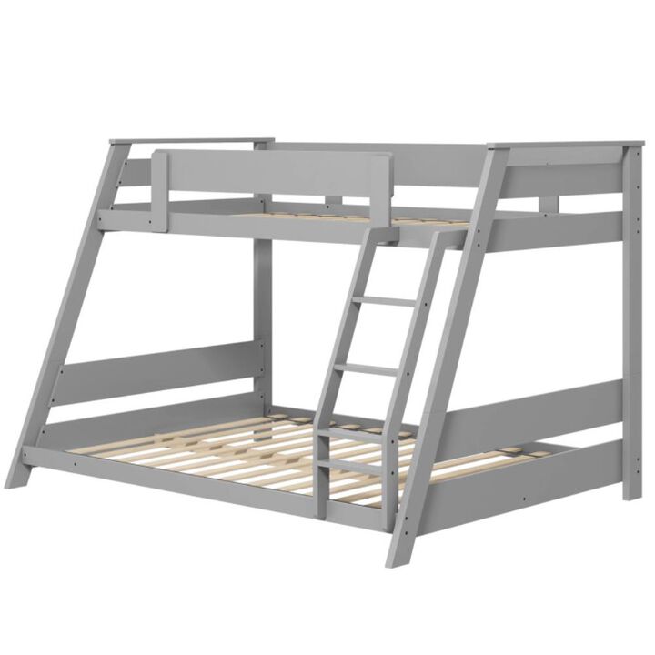 Hivvago Twin Over Full Low Bunk Bed with Reversible Ladder