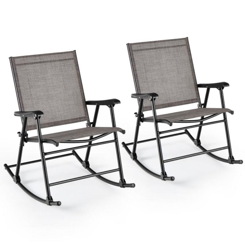 Hivvago Set of 2 Folding Rocking Chair with Breathable Seat Fabric-Set of 2
