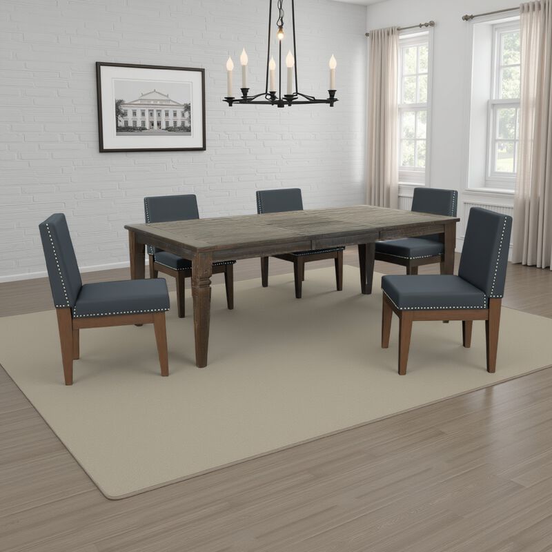 Flint Dining Table, 66-90 Inch Rectangular Extendable Brown Solid Wood - Benzara