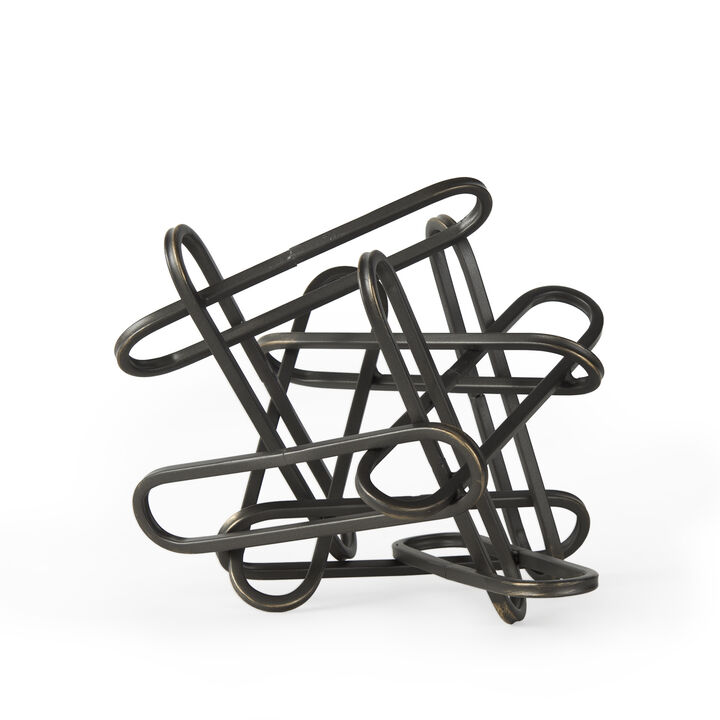 HomeRoots 8" Black Metal Abstract Tabletop Sculpture