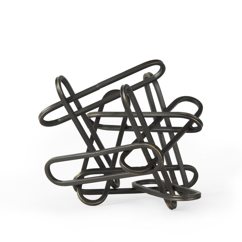 HomeRoots 8" Black Metal Abstract Tabletop Sculpture image number 0
