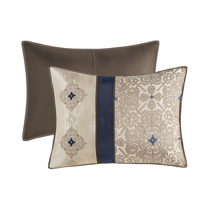 Gracie Mills Kurtis 7-Piece Red Jacquard Comforter Set with Designer Throw Pillows