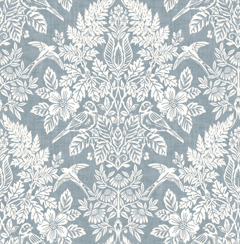 Finch Light Blue Woodland Wallpaper image number 0