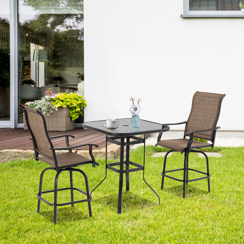 2-Piece Swivel Bar Stool Set For Outdoor Bar Seating
