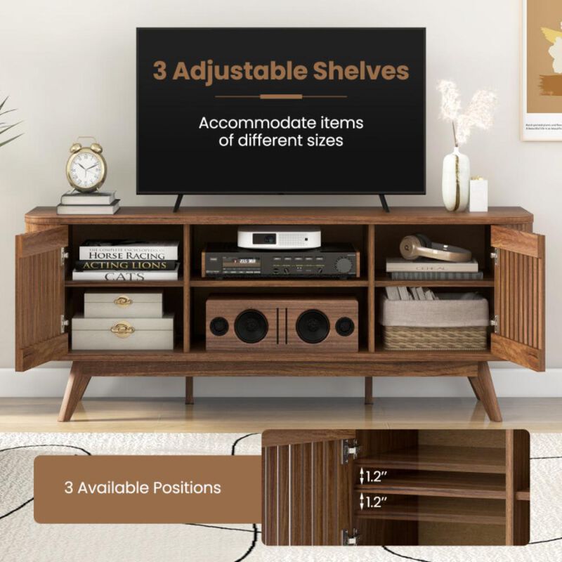 Hivvago 2-Door TV Stand for TVs up to 60 Inches with Adjustable Shelves