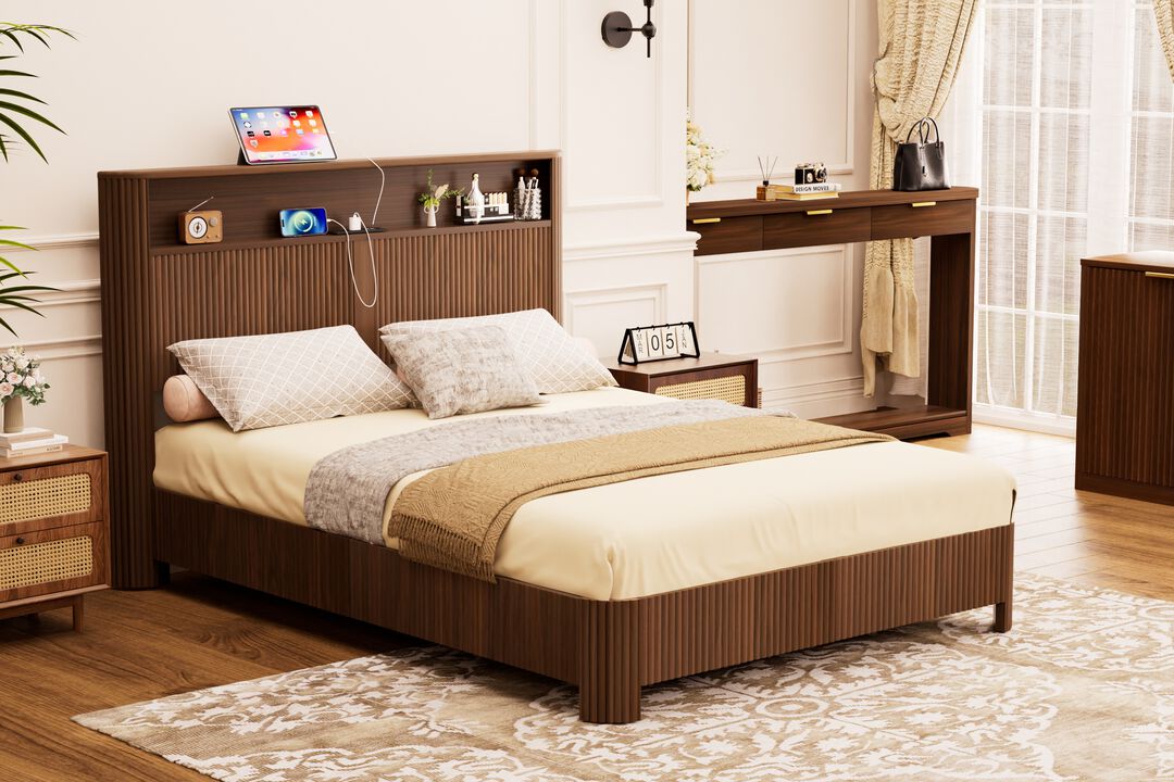 Matdwi Queen-size slatted bed