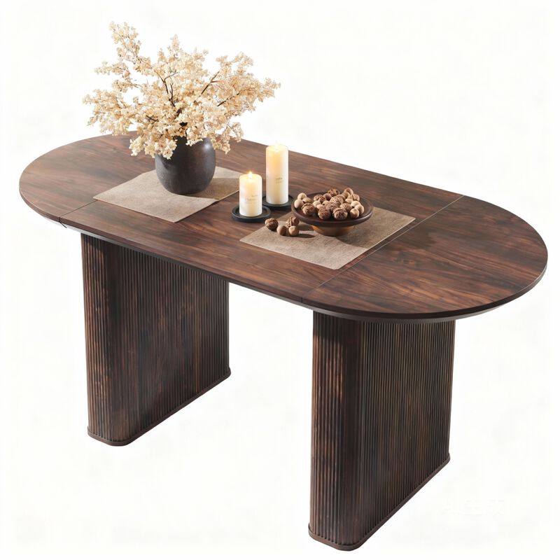 63" Oval Dining Table for 4-6, Fluted Base, Thickened Edge, 300 lb Load image number 0