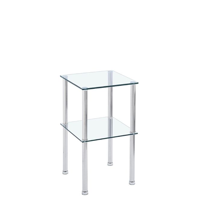2 Layer Clear Tempered Glass Side&End Table - Sleek, Stylish, and Practical Furniture for Any Space