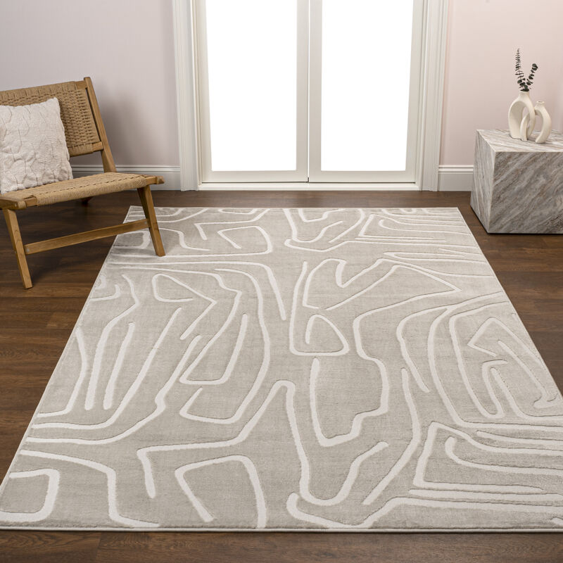 Alcina Modern Scandinavian Graphic Lines High-Low Area Rug