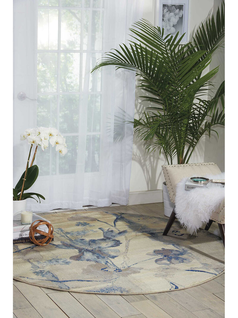 Somerset ST18 Ivory/Blue 5'6" x Round Rug