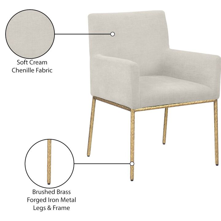 Meridian Furniture Reeves Cream Chenille Fabric Dining Chair, Set of 2