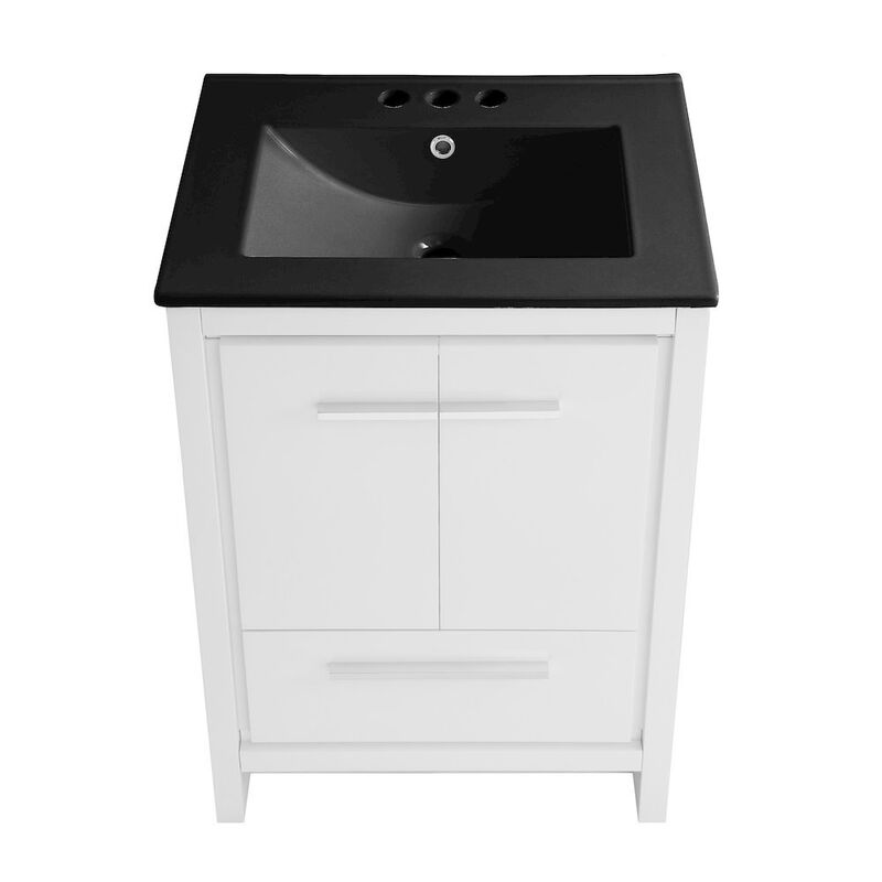 Virage 24 in. White Bathroom Vanity with 3-Hole Ceramic Sink Top image number 6