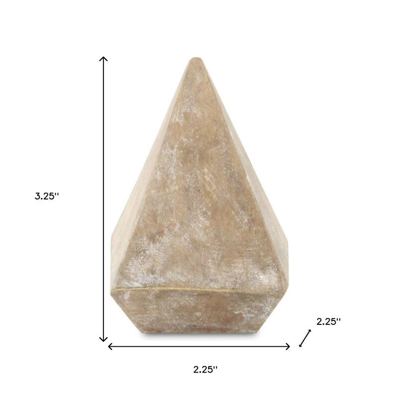 HomeRoots 3" Brown Solid Wood Pyramid Decorative Sculpture image number 6
