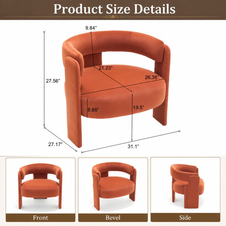 GOODSILO Mid-Century Modern Velvet Accent Chair Comfy Upholstered Single Sofa Armchair for Living Room, Bedroom, Office, and Reading