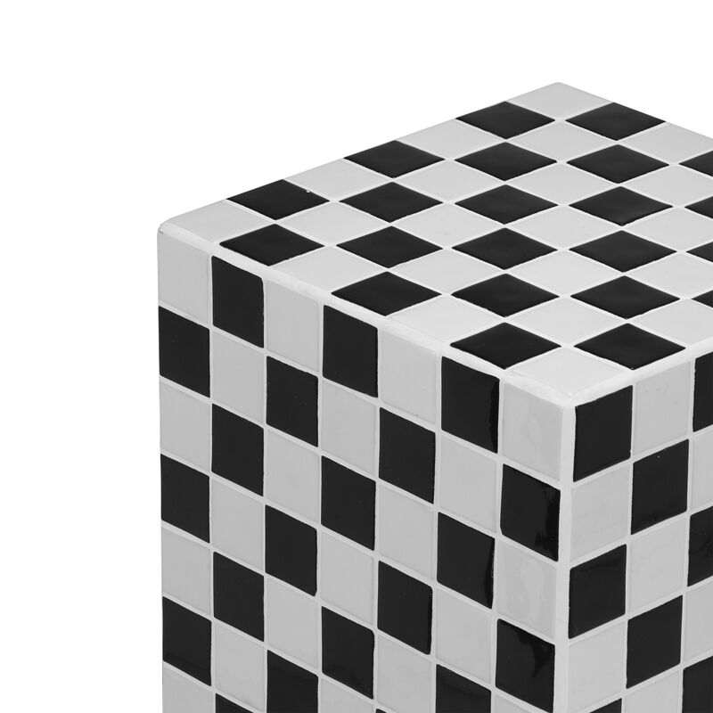 Callista Modern Bohemian Ceramic Tiled Rectangle End Table