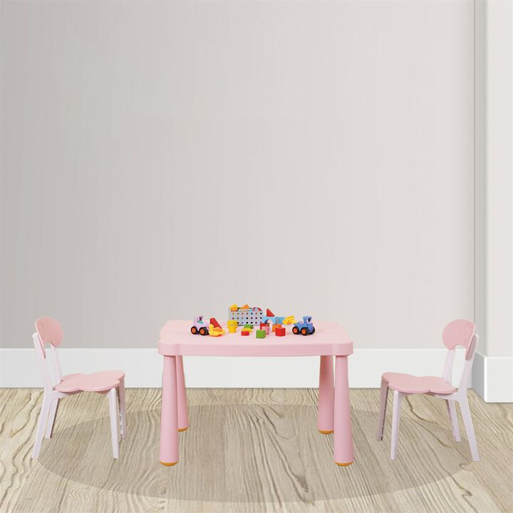 CLIHOME High Quality Plastic Kids Table and Chair Set,3 Piece Children Reading Activity Table and Chair